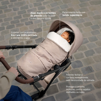 Footmuff 2 em 1 Para Carrinho de Bebê Maxi-Cosi Twillic Truffle - Ajuste inteligente.