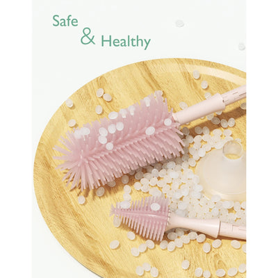 Kit de Escova Para Mamadeira com Design Inovador de Pressão Momcozy Pink - Macio e Seguro